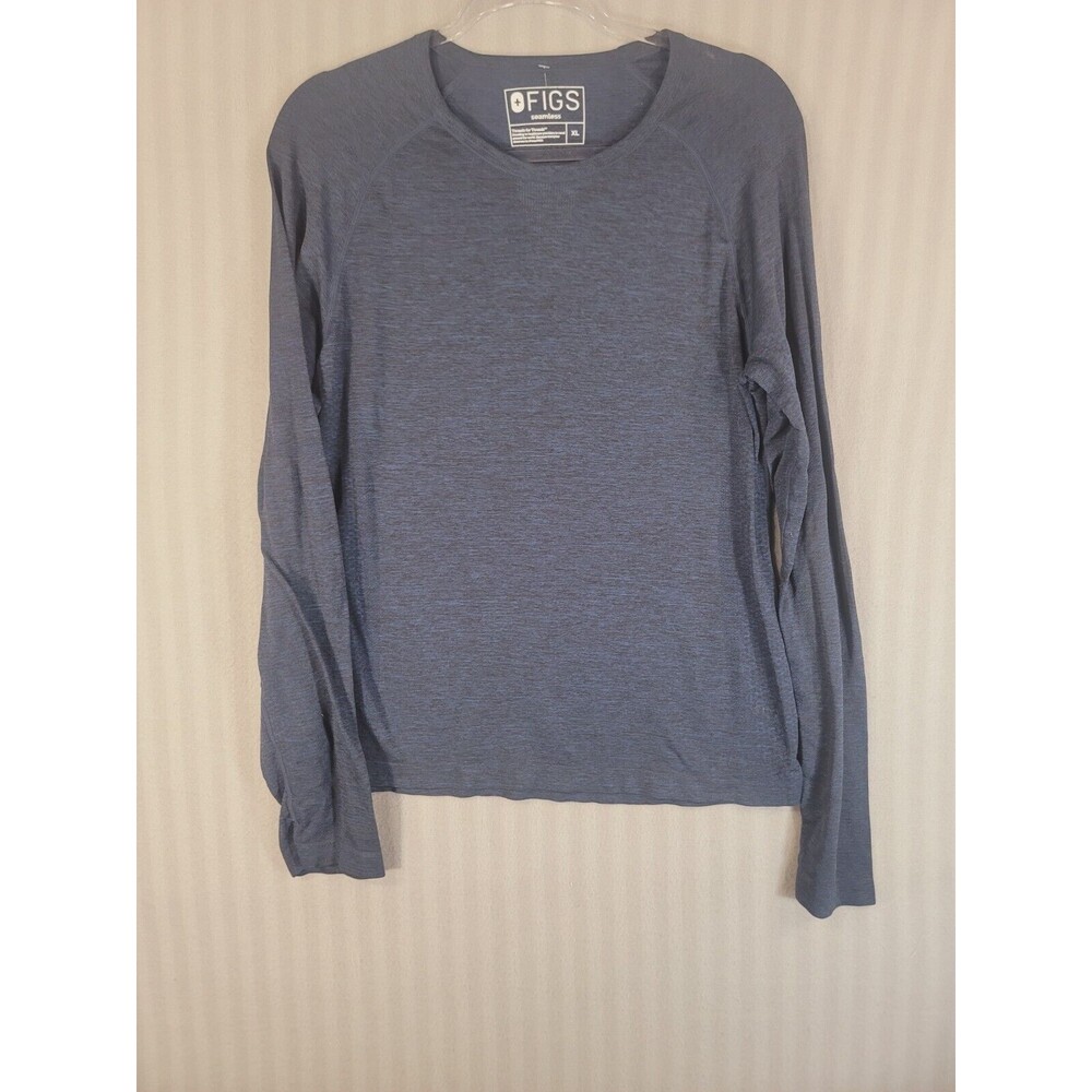 figs womens seamless top blue size XL long sleeve pullover stretch base layer